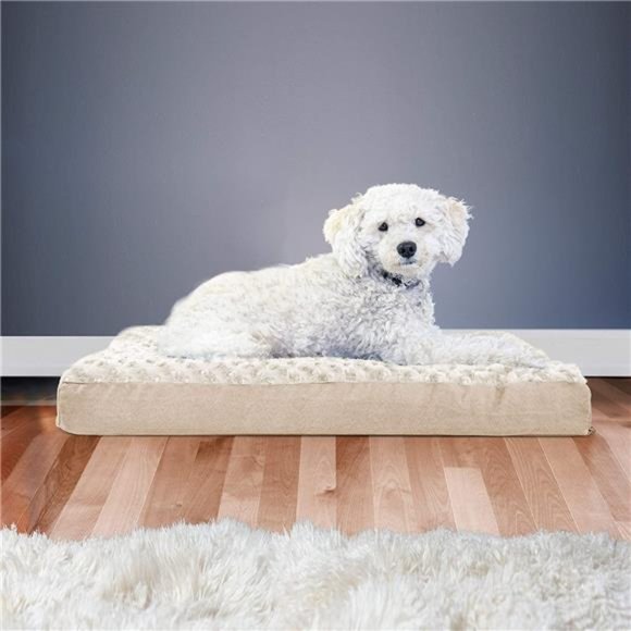Deluxe Orthopedic Ultra Plush Mattress Pet Bed for Dogs & Cats, Cream, Medium - Picture 2 of 6